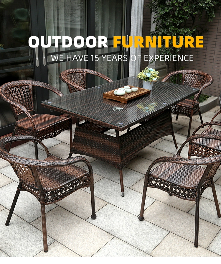 Outdoor Patio Furniture Rattan and Plastic-Wood Garden Sofa Sets