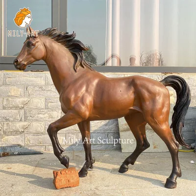 Decoração de parede em tamanho real, estátua de cavalo de fibra de vidro, escultura de animais de resina