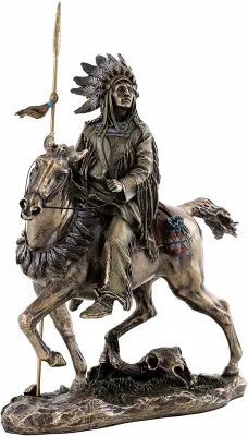 Coleção superior Cheyenne Indian Riding Horse Estátua de resina Escultura nativa americana em bronze fundido a frio premium