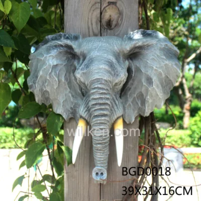 Estatueta de cabeça de elefante de resina para decoração de casa