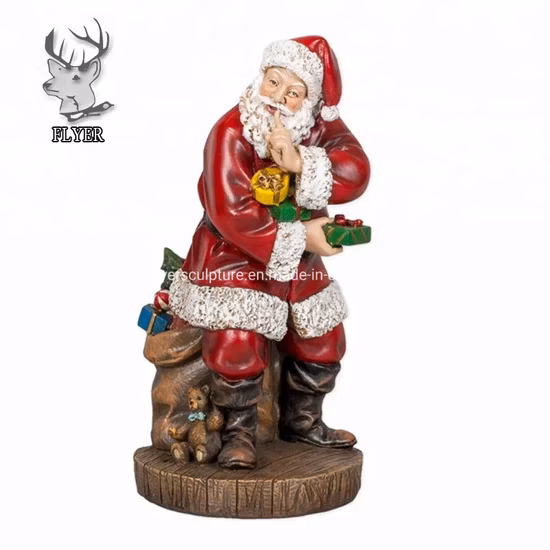 Venda por atacado grande escultura de estátua decorativa de Natal de fibra de vidro de resina de Papai Noel para ambientes internos e externos para venda