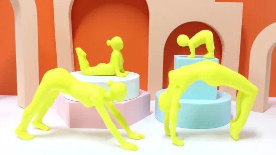 Estátua de conjunto de ioga de menina de mini resina com design bonito