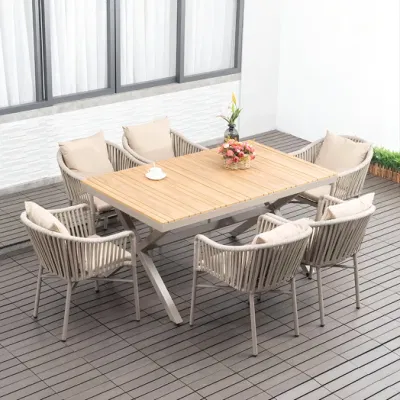 Morden Pátio Móveis de jardim Mesa e cadeira de madeira usada Conjunto de jantar de madeira de teca Móveis para exteriores