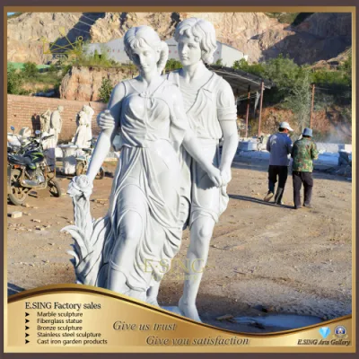 Estátua de casal apaixonado em mármore para decoração interna