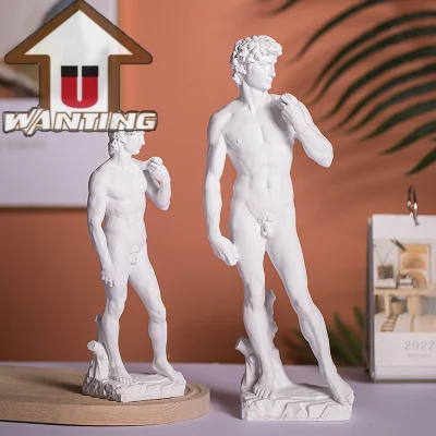 Resina personalizada David Escultura Nua de Corpo Inteiro Estátua de Escultura Clássica Decoração de Casa