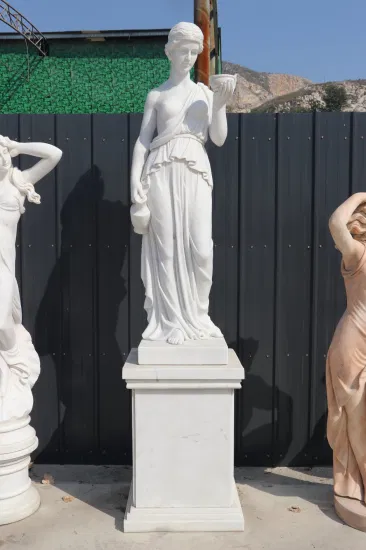 Jardim ao ar livre pedra natural mão esculpida mármore casal dança escultura estátua (syms