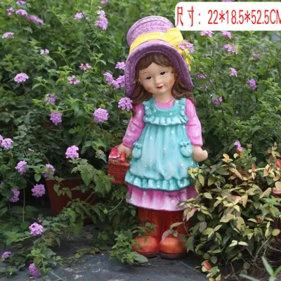 Hg26 Venda quente personalizada de jardim de resina poli decoração de jardim estátuas de menino e menina